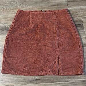 Burnt Orange Mini Corduroy Skirt